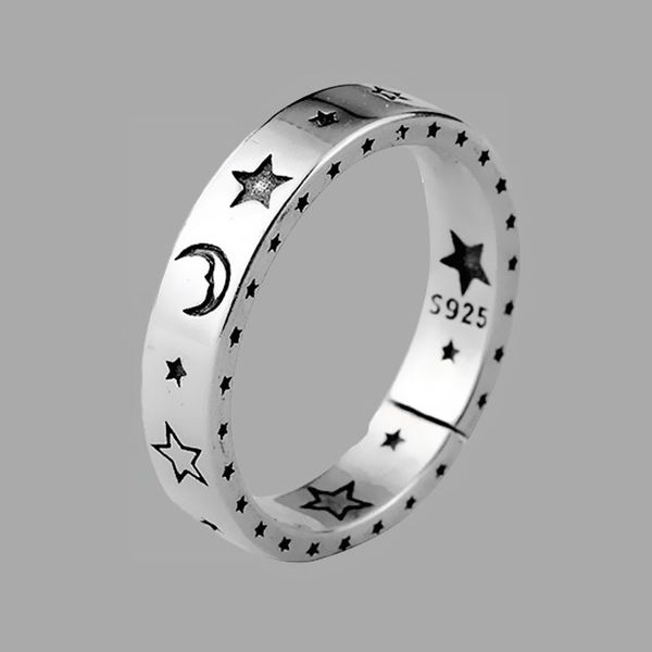 Vintage lua estrela aberta thai prata cor anel rosto sorridente anéis de dedo para moda feminina jóias S-R613