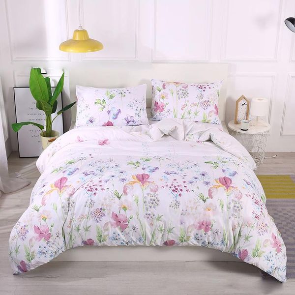 

bedding sets nordic simple set floral feather print duvet covers 2/3pc for single double  king size 220x240cm quilt cover