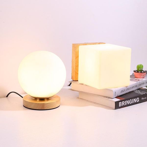 

glass modern desk lamp romantic simple creative bedroom warm desk light student net red solid wood led bedside table lamp
