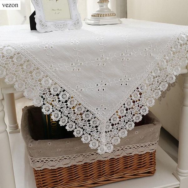 

vezon new elegant cotton lace tablecloth wedding pastoral table cloth cover overlay home towel decor textiles