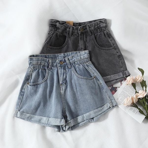 

women's denim shorts 2021 new high-waist shorts women casual loose ladies fashion large size elastic waist wide-leg short jeans, Blue