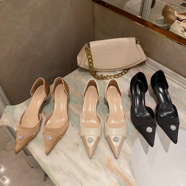 

dress shoes high heels pointed toe pumps fine heeled slip on 2021 sandals ladies roman style lace-up spikes fashion spring, Black