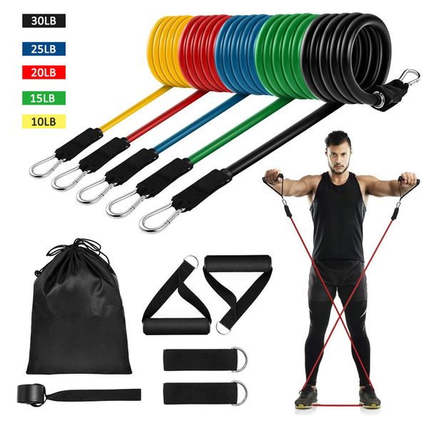 16 Stücke Elastische Widerstandsbänder Sets Gummi Workout Elast Band Für Fitness Sport Gym Übungsgeräte Ausbildung Zugseil C0224