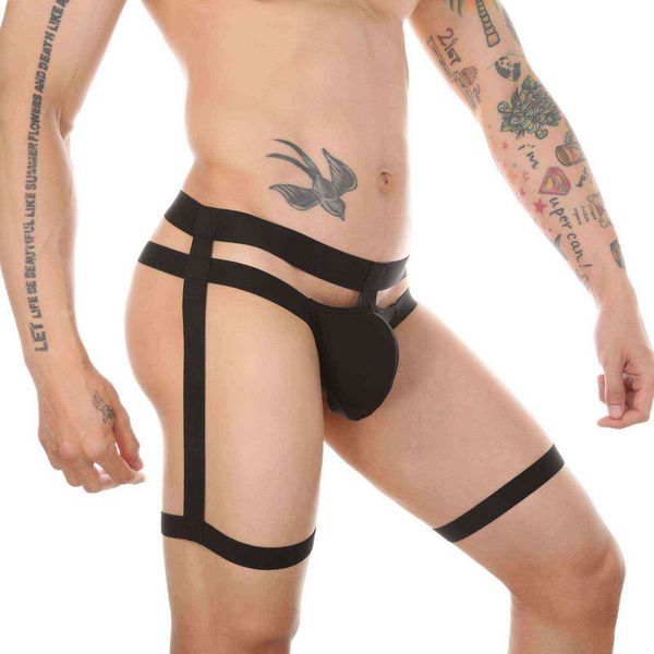 Nxy Briefs e Calcinha Homens Sexy Strap Leg Cinto Underwear G Corda Thong Homem Erotic Lingerie Hollow Breve Bonda Bonge Bolsa T Voltar 1126