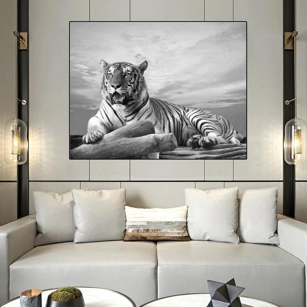 

paintings black and white tiger art canvas painting modern animal posters prints wall pictures for living room home decoration
