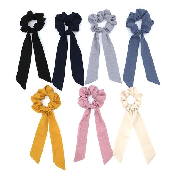 

2022 new fashion wave point print scrunchie women hair scarf elastic hairband bow hair rubber ropes girls hair ties accessories, Slivery;white