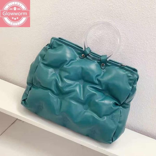 

fashion space padded large capacity totes designer round handle handbags luxury pu leather down cotton shoulder crossbody bags c0226