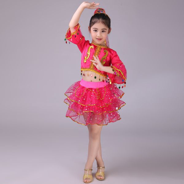 

new childrens national dance dresses childrens belly dance girls performing childrens dance dresses, Black;red