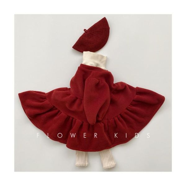 

girl's dresses korean children's clothing 2021 winter girls' christmas year princess thick little red dress kids, Red;yellow