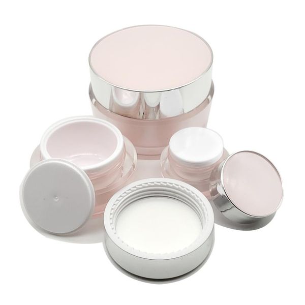 

storage bottles & jars 5pcs 2/5/15/50/100g empty face cream jar lotion packaging bottle travel acrylic pink cosmetic container makeup emulsi