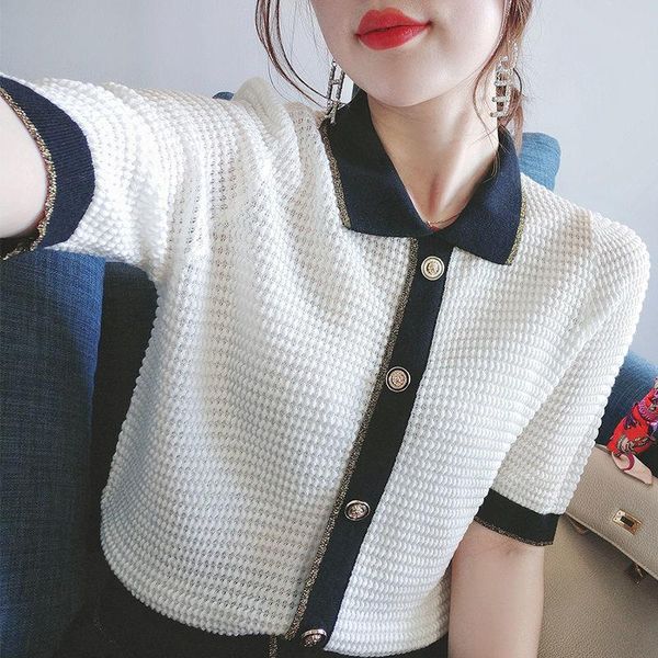 

women's t-shirt women 2021 summer fashion short sleeve loose female ice silk knitted ladies solid color thin casual q10, White