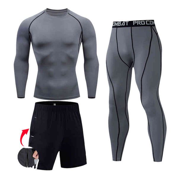 

men's suit, mma long sve t-shirt, tight , fitns clothing, skull sports suit., Gray
