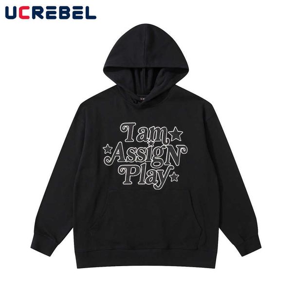 

men's long sleeved sweatshirt, street clothes, casual, simple, loose, with embroidered letters, sweater, autumn, Black