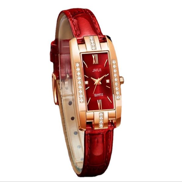 2021 Damen-Quarzuhr, klassische Bambusstreifen-Armbanduhr mit quadratischem Zifferblatt, zarte Diamant-Armbanduhren