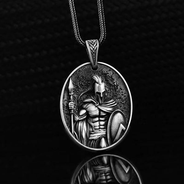 

pendant necklaces sparta spearhead long men pendants chain punk for boyfriend male metal jewelry creativity gift wholesale, Silver