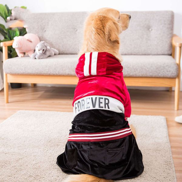 

large pet stitching contrast color four legged big autumn and winter thickening golden samoye warm dog clothing