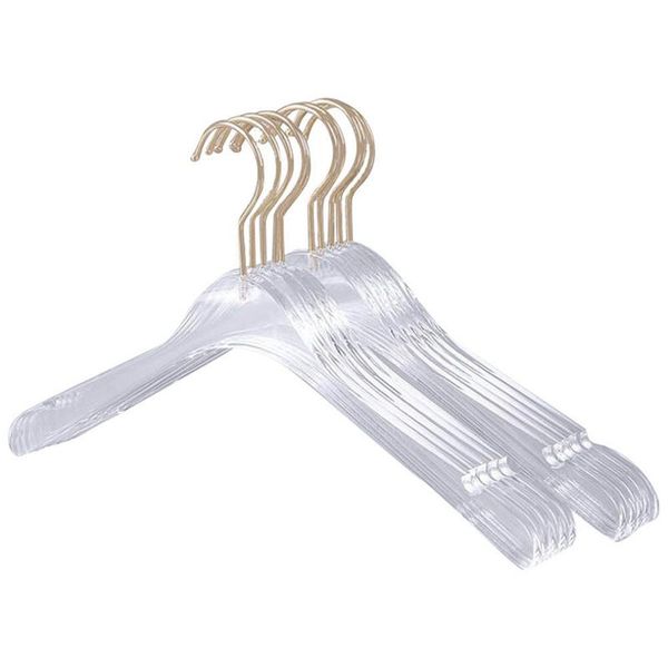 

afbc 10 pcs clear acrylic crystal clothes hanger with gold hook, transparent luxury shirts dress hanger with notches