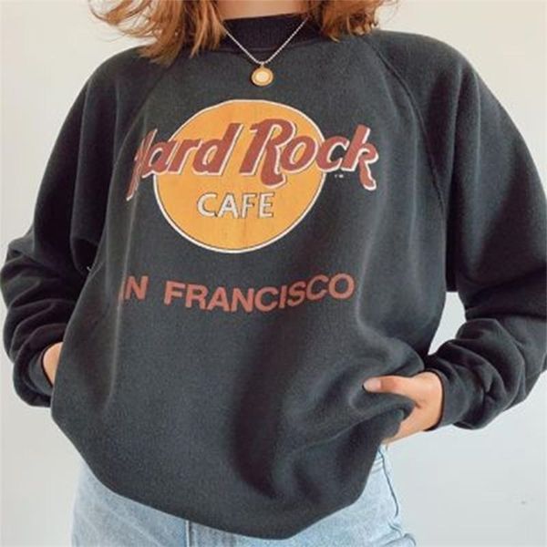 

vintage streetwear printed sweatshirt women's oversized hoodie winter pullover teen clothes women fashion 210813, Black