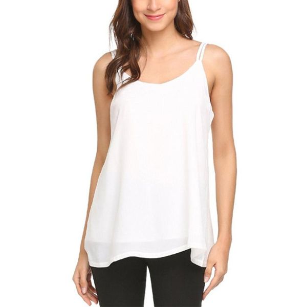 

women's tanks & camis vest spring summer sleeveless chiffon women camisole spaghetti strap solid loose comfortable party v neck cas, White