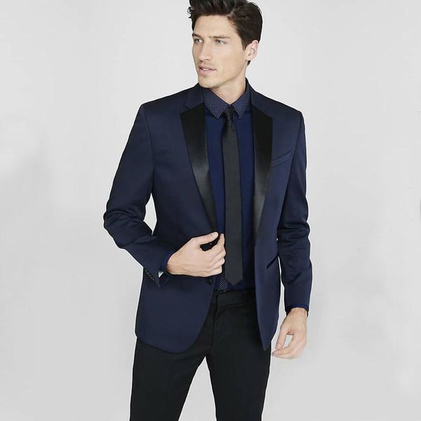 

men's suits & blazers custom treasure blue dark suit smoking ternos wedding lang / groomsman tuxedo for w, White;black
