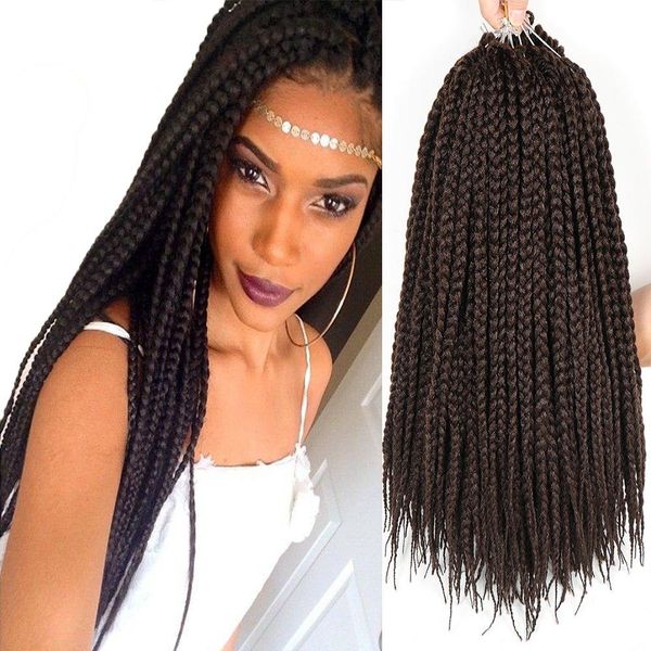 

1packs/lot 3x box braids crochet hair 18 inch 1cm in diameter synthetic braiding hair extensions crochet braids hair (4#), Black