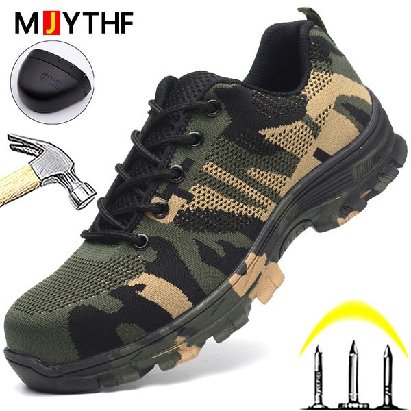 

outdoor indestructible shoes men safety shoes camouflage military boots anti-puncture work shoes steel toe industrial male