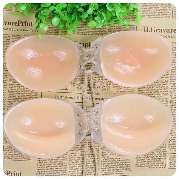 

women silicone self-adhesive stick on gel push up strapless backless invisible bras adhesive women lady seamless push up bra, Red;black