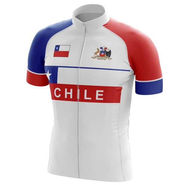 

gym clothing 2021 men's cycling jersey for chilean flag logo outdoor riding sports shirts summer bike wear short-sleeved breathable, White;black