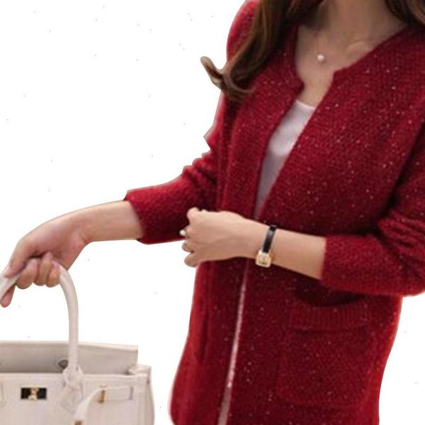 

winter warm fashion sweater women solid color pockets female knitted sweater tunic cardigan drop shipping high quality, White;black