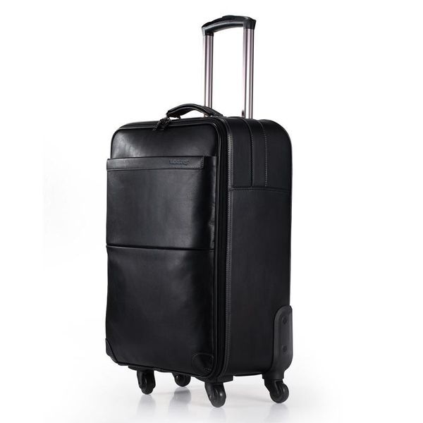 

suitcases men genuine cowhide leather spinner carry on travel luggage hand cabin zipper coded lock suitcase black red 18/20/22
