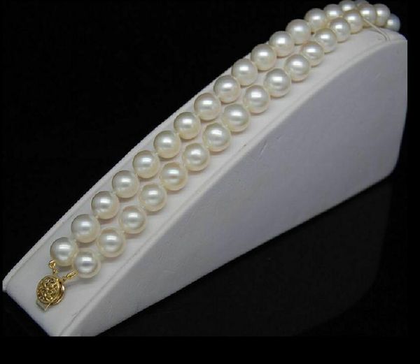 

exquisite genuine100% natural 7-8mm white akoya pearl necklace 18inches, Silver