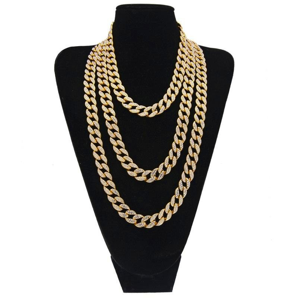 

chains jewelry hip men gold silver miami cuban link chain diamond iced out chian bling fashion rp necklace
