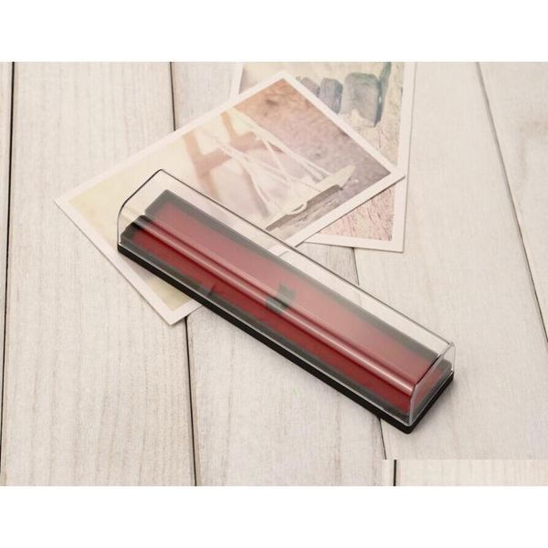 

200pcs clear transparent pencil cases with red color bottom plastic pen packing boxes who jllwbx yeah2010