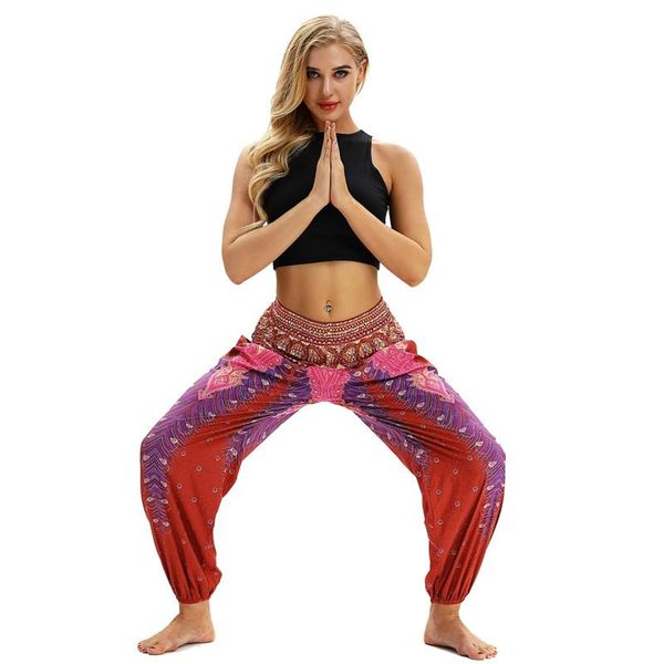 

yoga outfits high quantity women loose pants thailand nepal travel waist wide leg wrapped skin training, White;red