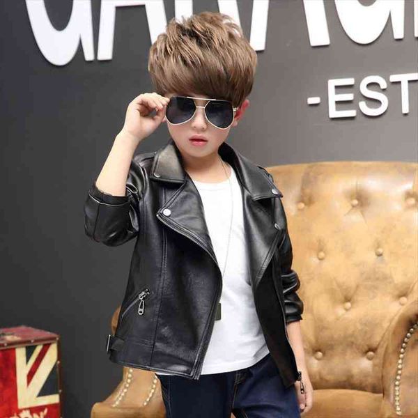 

spring childrens clothing girls pu jacket coat clothes childrens jacket girls boys classic collar zipper leather coat clothing, Blue;gray