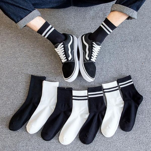 

men's socks women men white black crew female male solid color short cotton sock striped soks spring summer sox