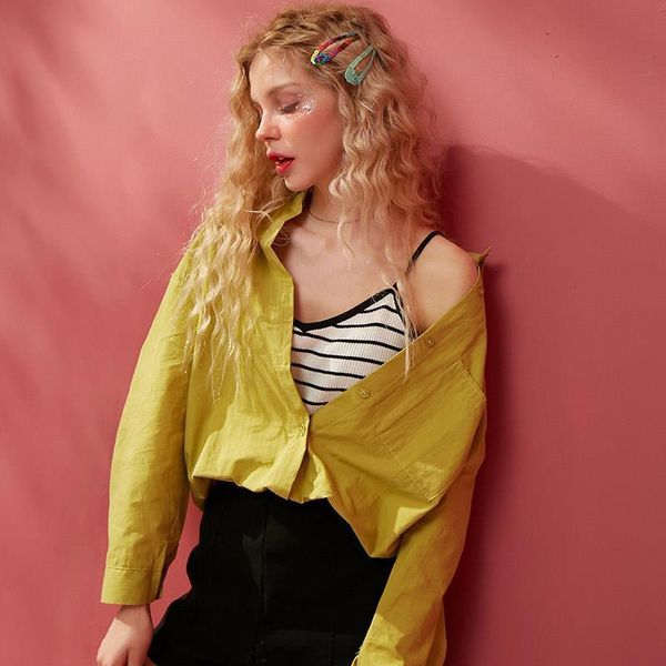 

elfsack multicolor solid minimalist oversize shirts women 2021 spring pure drop shoulder sleeve korean ladies basic daily, White