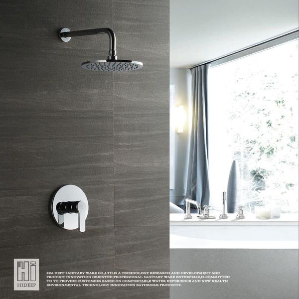 

hideep shower set single holder dual control rainfall shower head system polished chrome bath faucet bathroom rain mixer