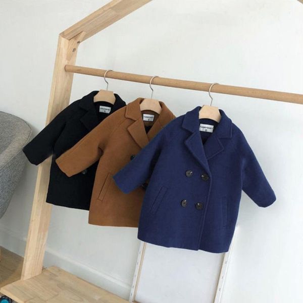 

jackets children kids jacket autumn winter for baby coats warm woolen cloth outerwear coat boys clothes, Blue;gray