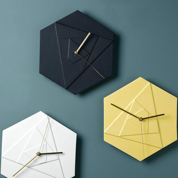 

wall clocks nordic modern minimalist clock creative personality fashion living room bedroom macaron hexagon silent timepiece yhj031416