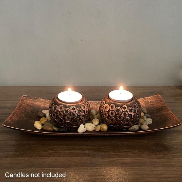 

candle holders holiday decorative dining room holder set romantic spa home decor wooden tray table wedding office bar natural stones