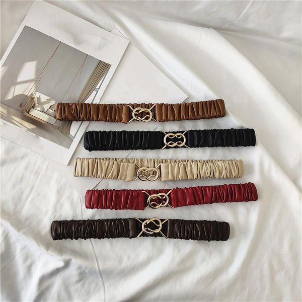 

womens belt elastic designer belts girdle waist waistband brand dress skirt fashion golden pin buckle luxury accessories habbly, Black;brown
