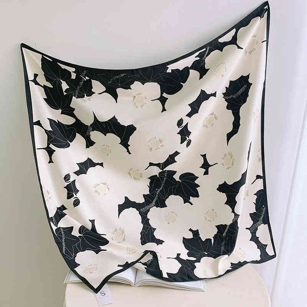

2021 custom screen printed square twill satin silk scarv for women stylish satin and other scarv, Blue;gray
