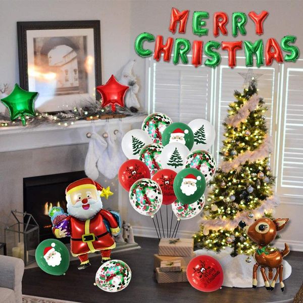 

party decoration christmas alphabet aluminum film balloon set santa claus deer mall arrangement year home