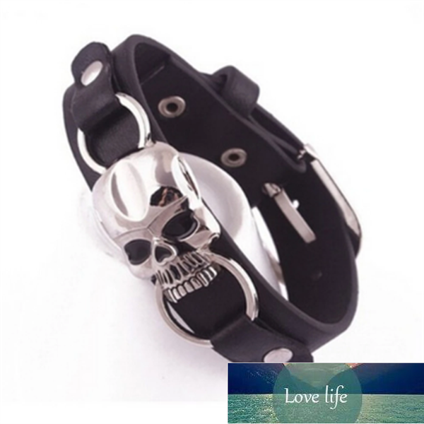 

vintage retro rivet punk cool hip hop accessorie leather skull skeleton biker bracelet mens jewelry wholesale factory price expert design qu, Golden;silver