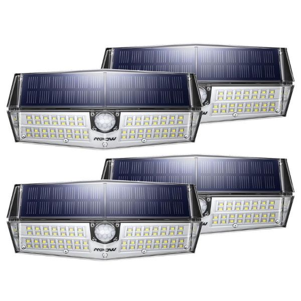 

solar lamps 4 pack/lot mpow motion sensor light 3 lighting modes powerful ip66 waterproof bright wall lights lampe solaire exterieur