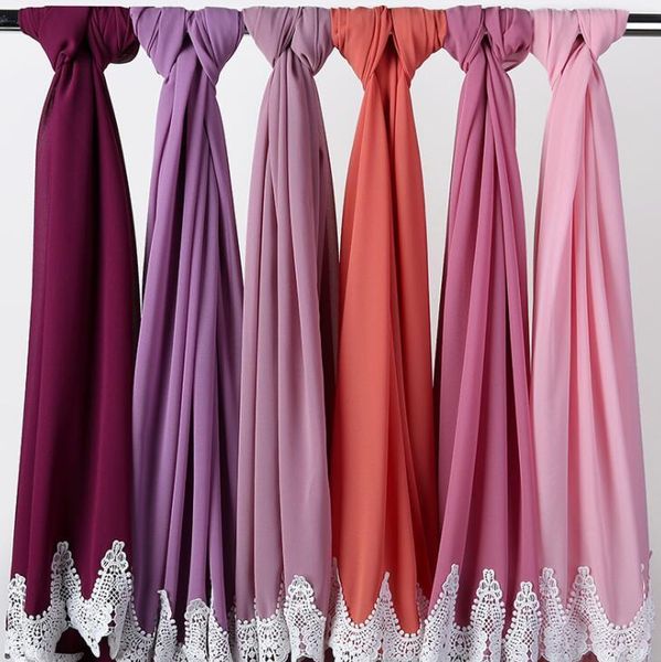 

scarves 2021 design bubble pearl chiffon scarf hijab woman embroidered lace ladies muslim plaid bandana shawl fashion headband 175*75cm, Blue;gray