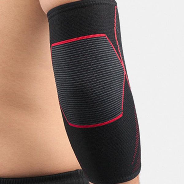 

elbow & knee pads 1pc arm protector workout anti slip wrap sports breathable compression basketball knitting resilience guard sleeve, Black;gray