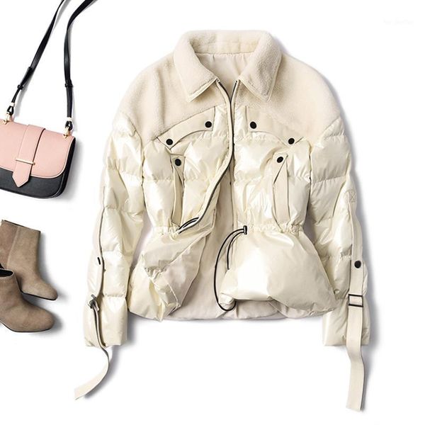 

women's down & parkas woman winter coat jacket women clothes 2021 lamb fur collar sheepskin duck coats chaqueta mujer sm0275 yy12611, Black