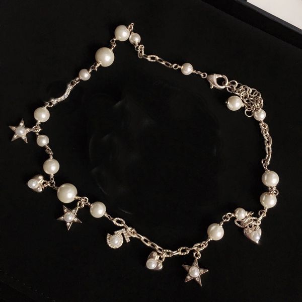 

fashion woman necklace trend necklace pearl star heart long necklaces charm jewelry for gift supply, Silver